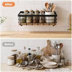 TJ.MOREE Small Metal Wire Basket, Decorative Wood Base Organizer for Bathroom, Kitchen, Basket for Toilet Paper Storage, Sugar Packet, Coffee Syrup, Guest Towel, Napkin(Black 2 Packs) - Image 5