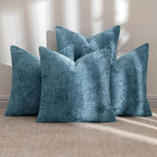 MIULEE Soft Decorative Chenille Pillow Covers Smoke Blue 20x20 Pack of 4 - Image 2