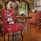 Christmas Chair Covers Set of 6 Snowman Xmas Tree Stretch Parsons Slipcover - Image 2