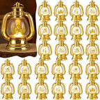 ROCEEI 24 Pcs Ramadan Eid Lantern Mini Gold Lanterns Decorative with LED Candles Small Eid Mubarak Decor Vintage Hanging Lantern Lights for Home Table Centerpiece Party Gift by ROCEEI