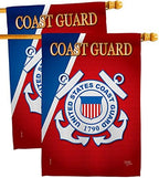 Coast Guard House Flag - 2 pcs Pack Armed Forces USCG Semper Paratus United State American Military Veteran Retire Official - Banner Small Garden Yard Gift Double-Sided Made In USA, "house flag 28"" x 40""" by Breeze+Decor