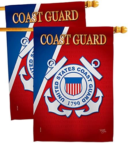 Coast Guard House Flag - 2 pcs Pack Armed Forces USCG Semper Paratus United State American Military Veteran Retire Official - Banner Small Garden Yard Gift Double-Sided Made In USA, "house flag 28"" x 40""" by Breeze+Decor