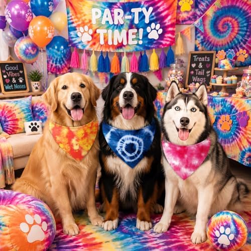 Abbylike 50 Pcs Tie Dye Dog Bandanas Bulk, Rainbow Hippie Style - Image 4