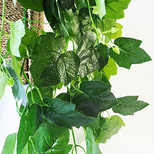 Houssity Artificial Hanging Plants Fake Ivy Vine Leaves for Wall Door Room Kitchen Patio Outdoor Indoor Decor (Plastic Maple Leaf, 4) - Image 2
