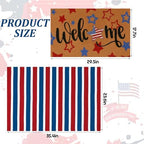 Honoson 2 Pcs Patriotic Doormat Set, 4th of July Red White Blue Stripe Mat - Image 2