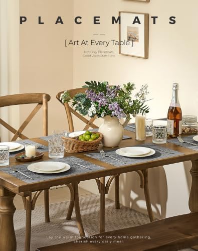 Leetaltree Grey Placemats, Heat Resistant Non-Slip Place mats for Dining Table, Washable Durable PVC Vinyl Woven Table Mats (Set of 20) - Image 2