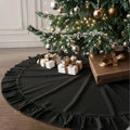 Velvet Christmas Tree Skirt, 60 Inches Black Ruffled Velvet Christmas Tree Skirt,Rustic Vintage Xmas Tree Skirt for Party Decorations by DegGod