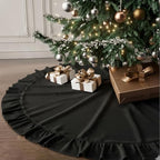 Velvet Christmas Tree Skirt, 60 Inches Black Ruffled Velvet Christmas Tree Skirt,Rustic Vintage Xmas Tree Skirt for Party Decorations by DegGod