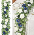 2 Pack 6.2Ft Blue White Flower Garland Artificial Eucalyptus Flower Garland by Betylifoy