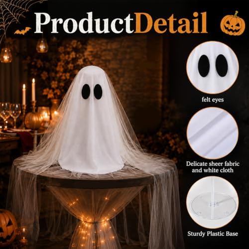 Gilprop 4 Set Halloween Veil Ghost Table Decorations DIY Spooky Ghost Decor - Image 3