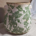 Vintage Green and White Ceramic Floral Vase Planter, Rustic Crackle Glaze Pottery Jar, Hand-Painted Floral Pot Design for Flowers or Plants, Farmhouse & Cottage Home Decor Accent by SincereLuxe