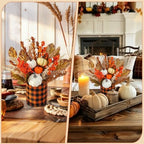 12.4" Fall Centerpieces for Tables 2PCS Thanksgiving Decor with Pumpkin - Image 7