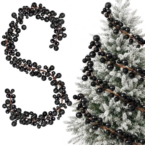12ft Black Christmas Ball Garland Ornaments, Gothic Christmas Trees Garland by LFUTARI