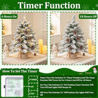 24 Inch Snow Flocked Tabletop Christmas Tree with 30 Warm Lights Timer - Image 2