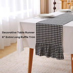 Black White Plaid Gingham Ruffle Table Runner Cabinet Cover 13"x108" - Image 3