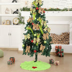 Gemscream 31 Pcs Lime Green Christmas Tree Decorations Includes Red Green Bows Toppers and Christmas Ball Ornaments and 30.7 Inch Tree Skirt Feather Picks for DIY Xmas Trees Hanging Decor - Image 5