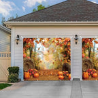 Fall Garage Door Cover Decorations Autumn Pumpkin Harvest Family Holiday Decor Maple Leaves Harvest Party Party Outdoor Indoor Cover 8X7ft - Image 6