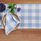 Solino Home 100% Pure Linen Table Runner, 14 x 120 in, Blue and White Check - Image 3