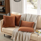 JUSPURBET 28x28 Euro Velvet Throw Pillow Covers Set of 2,Mocha Mousse - Image 6