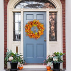 24” Fall Wreaths for Front Door, Autumn Wreath with Leaves, Bumpkins, Berries and Sunflowers for Fall Garland Thanksgiving Day Halloween Indoor Outdoor Wall Home Decor - Image 2