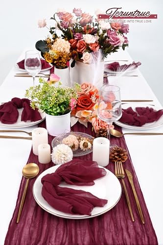 100 Pieces Cloth Napkins Burgundy Dinner Cheesecloth Napkins for Wedding,Wrinkled Cloth Napkins Bulk for Home Party Rustic Table Decoration, 17 x 17 Inch - Image 5