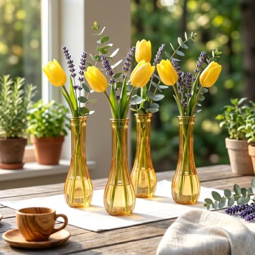 12 Pcs Gold Ribbed Glass Bud Vases for Centerpieces 8.5 Inch - Image 5