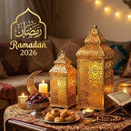 Vela Lanterns Decorative Indoor Moroccan Candle Holders, Gold, Set of 2 - Image 3
