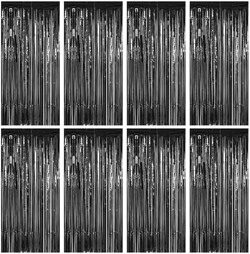 ZATAYE 8 Pack Black Halloween Foil Curtain Streamer Decorations by ZATAYE