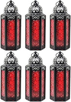 Vela Lanterns Decorative Indoor Moroccan Candle Holder, Red, M, 6-Pack by VelaCandleLanterns