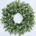 28'' Large Boxwood Wreath with Baby's Breath and White Seed Front Door Porch Window Decor Spring Summer Autumn Winter Greenery Outdoor Indoor Artificial Leaves Flowers for Home Farmhouse Wall Decor by WelcometoAuelisyai