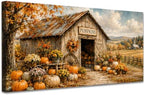 WAXWHELK Pumpkin Fall Canvas Wall Art, Pumpkin Barn Rustic Farmhouse Painting Pictures Artwork for Autumn Thanksgiving Home Decor, Bedroom Living Room Wall Decor (12"x24") by Unknown