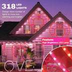 LAMPHOME Valentine Lights Outdoor 46.5 Inch 318LED Waterproof Red AMD Pink Heart Light Valentine‘s Day Decorations for Outdoor Garden Yard Valentine‘s Day Interior Decoration - Image 4