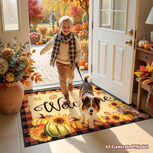 Ileading Fall Door Mat 32"x48", Non Slip Welcome Doormats for Front Door - Image 3