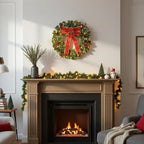 Christmas Wreath Front Door Wreath - 24 Inch Pre-Lit Outdoor Wreaths for Front Door Battery Operated 55 White Lights Bulbs Christmas Decoration Wall Wreath Outside DiliComing - Image 3