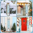 Menkxi Winter Snowman Porch Sign Blue Wooden Door Sign Let It Snow Porch with Snowflake Standing or Hanging Winter Sign for Indoor Outdoor Home Farmhouse Yard Decoration, 8 x 47 Inch - Image 6