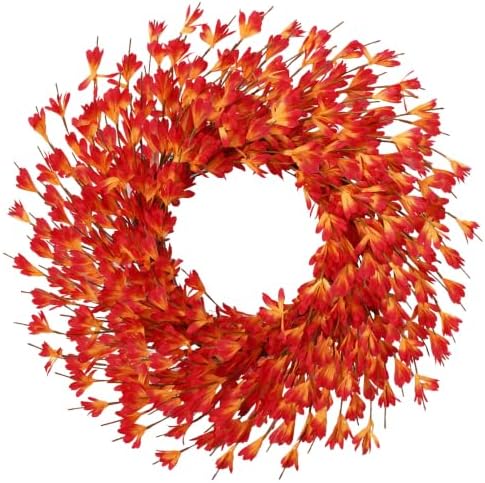 26 Inch Fall Wreath for Front Door, Autumn Thanksgiving Decor (Orange) by FLAGLY