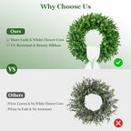 24'' Boxwood Wreaths Front Door, Foldable Green Wreath with a Sash - Image 5