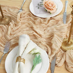8 Pack Sand Cheesecloth Table Runner 120 Inch Boho Wedding Decor - Image 5