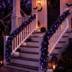 N&T NIETING 9FT Black Halloween Pre-Lit Garland with 70 LED Lights Real Touch Artificial Norfolk Pine Garlands for Table Fireplace Holiday Indoor Outdoor Halloween Decorations (1 Pcs) - Image 4