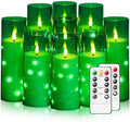 Nimiko Flickering Flameless LED Candles,Battery Operated Candles 9 Pcs with Embedded Star String,Acrylic LED Pillar Candles with Remote,Suitable for Home Decoration to Create an Atmosphere (Green) by Nimiko