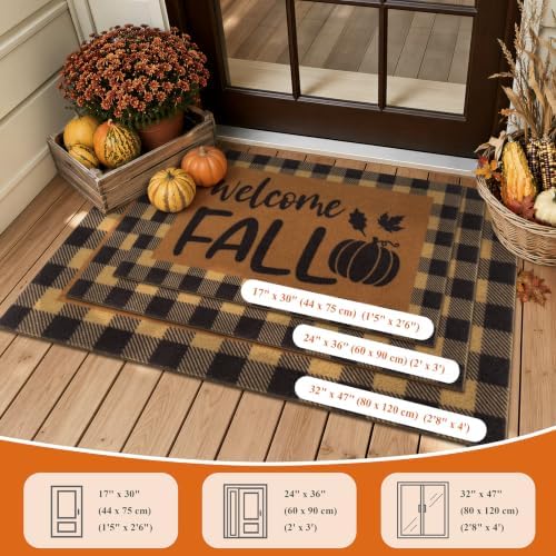 U'Artlines Welcome Fall Pumpkin Low Pile Front Door Mat 24"x36" - Image 5