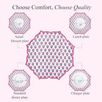 CPC Pink Sapphire Block Print Cotton Floral Placemat 15x15 Inch, Set of 4 - Image 3