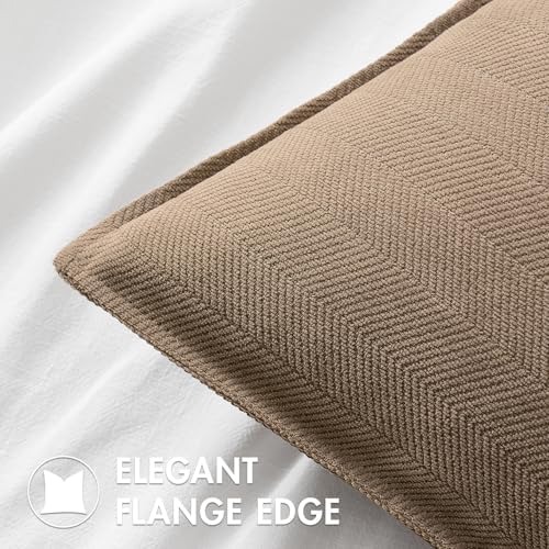 MIULEE Pack of 2 Coco Brown Euro Shams Chenille Pillow Covers 26x26 Inch - Image 2
