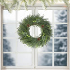 LOKEISNA Real Touch Norfolk Pine Wreath, 24" Artificial Christmas Wreaths for Front Door, Soft Bendable Pine Wreaths for Front Door, Christmas Door Decorations - Image 5