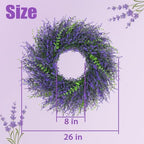 26 Inch Lavender Wreaths for Front Door, Spring Summer Wreath with Lavender - Image 5