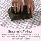 CPC Pink Sapphire Block Print 100% Cotton Rectangle Tablecloth 52x70 Inch - Image 5