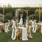 MDS Pack of 25 | White | 14ft Chiffon Table Runner 29x170 Inches Long Romantic Rustic Sheer Gauze Runner for Wedding Bridal Shower Birthday Banquets Engagement Spring Easter Boho Decorations - Image 2