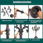 Sungmor Cast Iron Candlestick Holders - 17Inch Tall & 5 Arms - Image 4