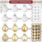 Shappy 216 Pcs Mini Christmas Ball Ornament 1.18 Inch,White, Gold - Image 2