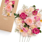Ling's moment Artificial Blush Flowers Combo, Berry Pink & Cream, Deluxe by LingsMoment